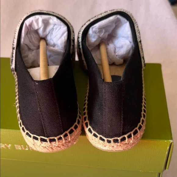 Tory Burch Black and Natural Stripe Espadrille Slip-Ons - Picture 6 of 14
